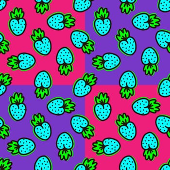 Bright seamless pattern with berries in doodle style. High quality illustration