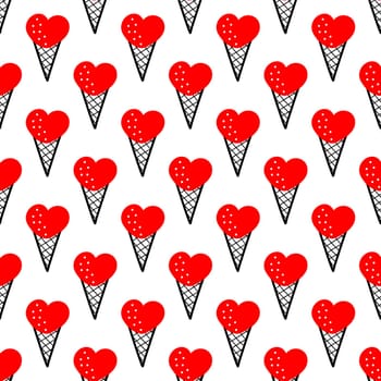 Seamless pattern with various ice cream in the cone. ice cream pattern