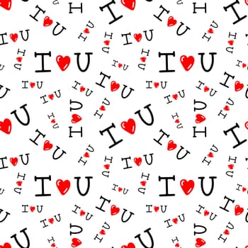 Seamless pattern for Valentine's Day with the inscription I love you. High quality illustration