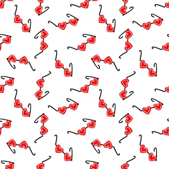 Seamless background with heart-shaped glasses. Pattern for Valentines Day illustration