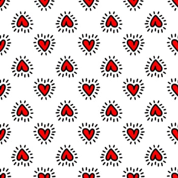 Seamless pattern of hearts on a white background illustration