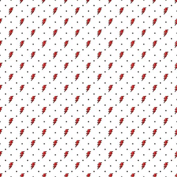 Lightning seamless pattern. Red Lightning in the old school style illustration