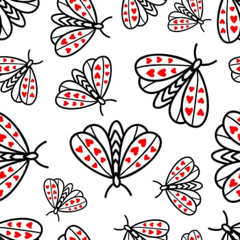 monochrome seamless background with butterflies illustration