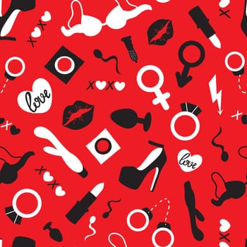 seamless background with Adult sex toys.Vector illustration. Valentines day design