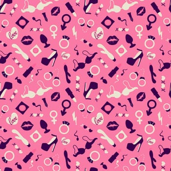 seamless background with Adult sex toys.Vector illustration. Valentines day design