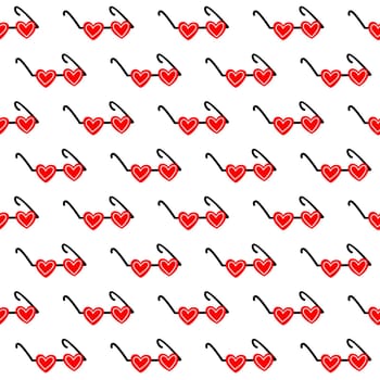 Seamless background with heart-shaped glasses. Pattern for Valentines Day illustration