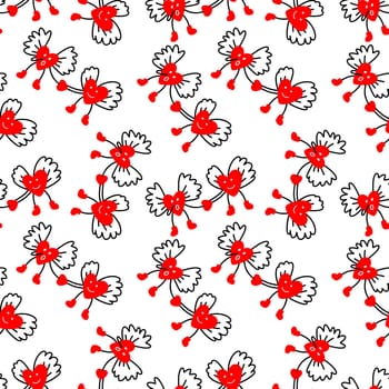 Seamless background with angel hearts. Valentines Day pattern illustration
