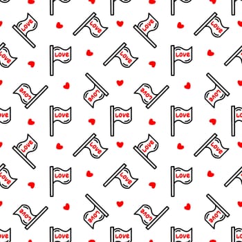 Seamless pattern with love flag illustration in doodle style