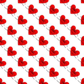 Seamless background with a heart in the shape of hands.Valentines Day Design illustration