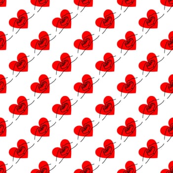 Seamless background with a heart in the shape of hands.Valentines Day Design illustration