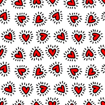 Seamless pattern of hearts on a white background illustration