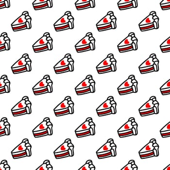 Seamless pattern with Cupcakes with hearts illustration. Design for Valentines Day