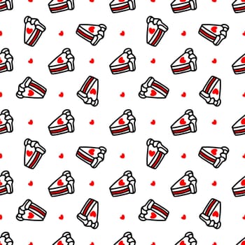 Seamless pattern with Cupcakes with hearts illustration. Design for Valentines Day
