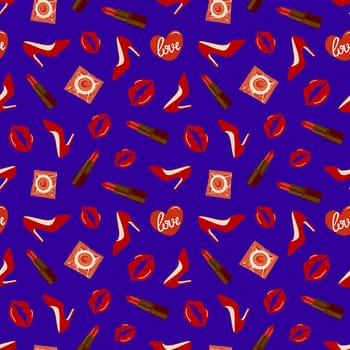 seamless background with Adult sex toys.Vector illustration. Valentines day design