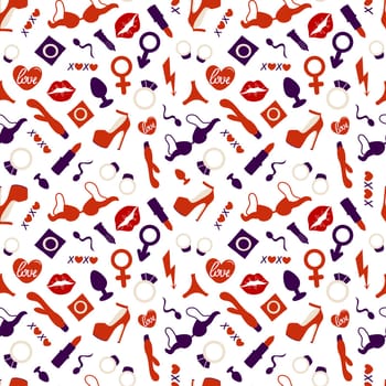 seamless background with Adult sex toys.Vector illustration. Valentines day design
