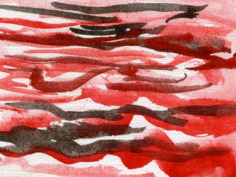 Red watercolor background with brush strokes, streaks, underlinings. High quality photo