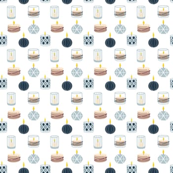 Scented burning candles seamless pattern.Design for printing, textiles, wrappers.