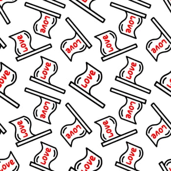 Seamless pattern with love flag illustration in doodle style