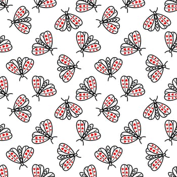 monochrome seamless background with butterflies illustration