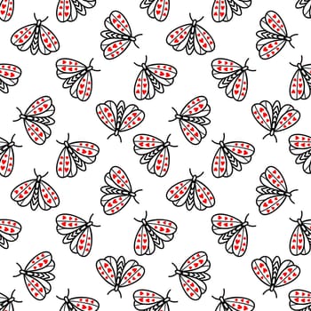 monochrome seamless background with butterflies illustration