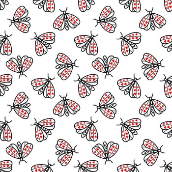 monochrome seamless background with butterflies illustration