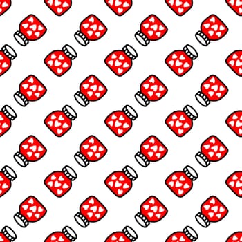 Seamless pattern of Jars with heart. Pattern for Valentines day