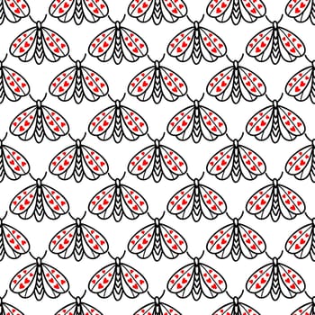 monochrome seamless background with butterflies illustration