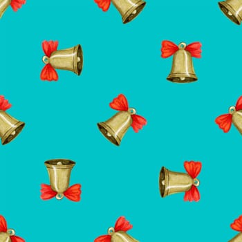 Seamless pattern with Christmas bell.