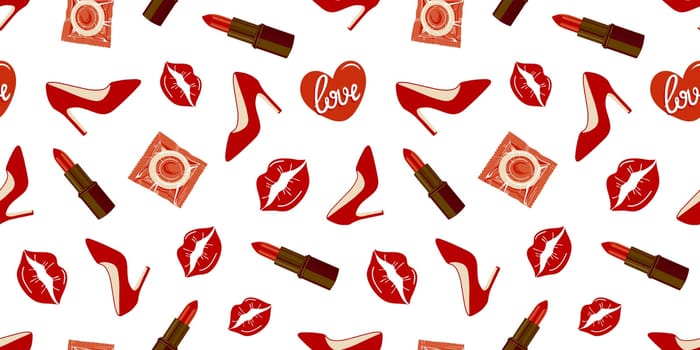 seamless background with Adult sex toys.Vector illustration. Valentines day design