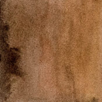 Watercolor coffee-brown background with spots and streaks. Hand-drawn illustration
