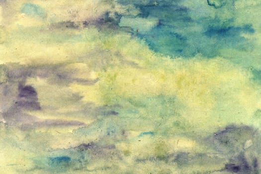Yellow green-purple watercolor paper background texture