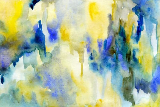 Yellow-blue green watercolor paper background texture