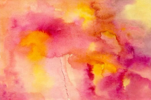 Pink-Yellow watercolor paper background texture