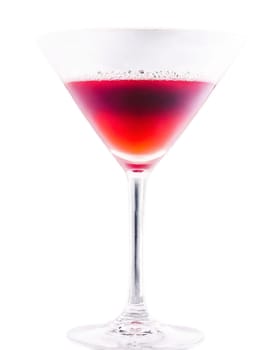 Midnight Kiss Rich crimson cocktail in a martini glass garnished with a cherry. Drink isolated on transparent background.