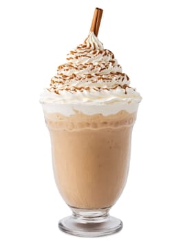 Kenyan Chai Latte Frappuccino Float Tall glass with ice cream and the chai latte frappuccino. Drink isolated on transparent background.