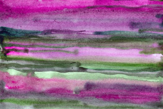 Striped green -red watercolor paper background texture
