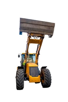 Loader excavator construction machinery equipment isolated on white
