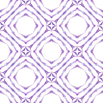 Ethnic hand painted pattern. Purple fetching boho chic summer design. Textile ready nice print, swimwear fabric, wallpaper, wrapping. Watercolor summer ethnic border pattern.