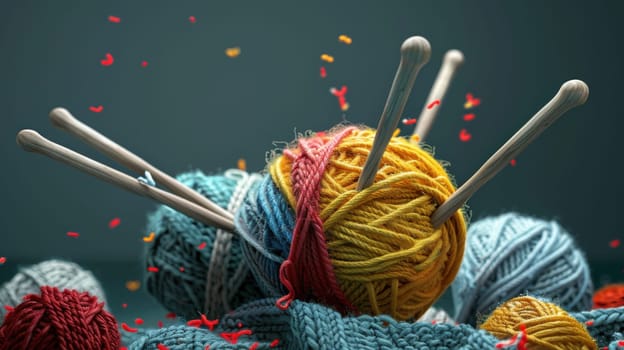 Tangled yarn in a knitting kit