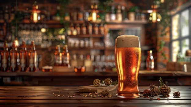 Craft beer background with bottle