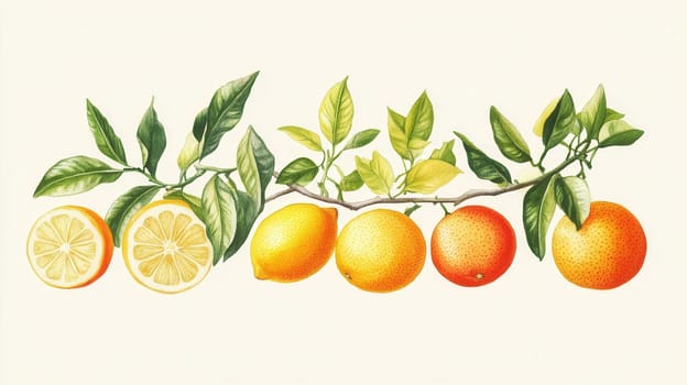 Detailed botanical drawing showcasing Lemon