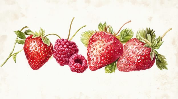 Detailed watercolor illustration of berries on light