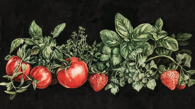 Detailed botanical drawing of vegetable harvest