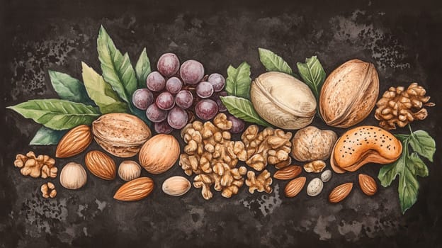 Detailed botanical drawing of vegetable harvest