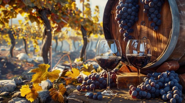 Wine and Harvest Festival Background with grapes
