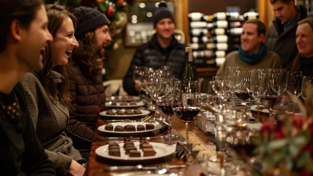 Depiction of a chocolate and wine tasting