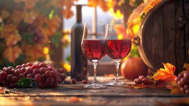 Wine and Harvest Festival Background with grapes