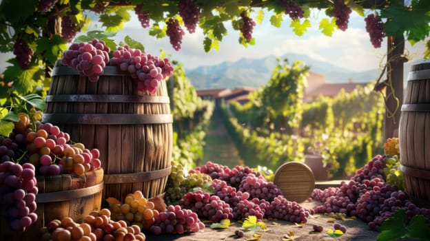 Wine and Harvest Festival Background with grapes