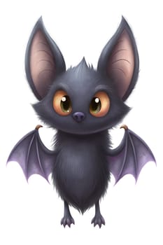 This adorable bat character features large expressive eyes and oversized ears, showcasing a friendly design ideal for children's art or Halloween themes.