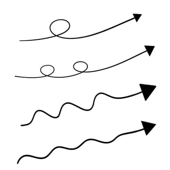 Hand drawn line arrows on white background. Isolated.